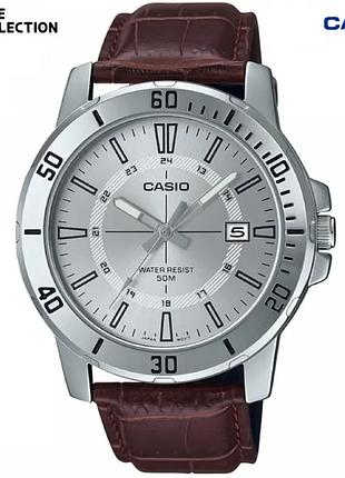 Casio mtp-vd01l-7c — мужские кварцевые часы, кожаный ремешок, wr 50 м