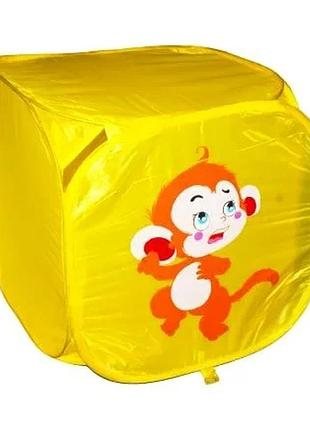 Корзина для игрушек mic обезьянка жёлтая 45x45 см с крышкой на липучках (538913)