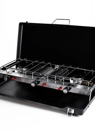 Газовая плита портативная туристическая стальная 570х350х356 мм черная (674232)