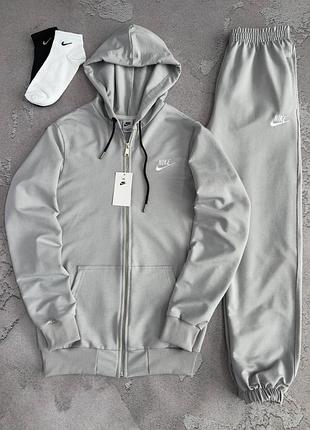 Костюм nike сірий чоловічий на весна/літо /осінь зіп худі + штани найк s / m / l / xl  / xxl