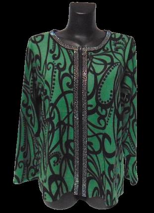 Кофта на молнии rbossi 1349 l-xl черная с зеленым
