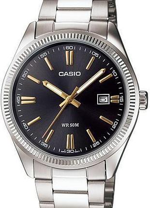 Casio mtp-1302d-1a2 — чоловічий кварцовий годинник, сталевий браслет, wr 50 м