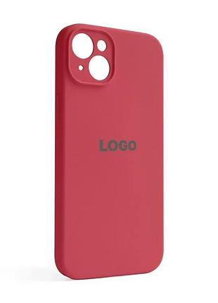 Силиконовый чехол для iphone 14 plus красный, закрытый низ, закрытая камера. (664396)