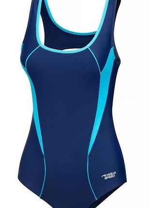 Купальник закрытый aqua speed 78% полиамид 40 темно-синий бирюзовый (712208)