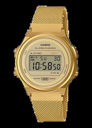 Casio vintage a171wemg-9a — наручний годинник унісекс, сталевий браслет, wr 30 м
