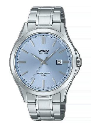 Casio mts-115d-2a2 — чоловічий кварцовий годинник, сталевий браслет, wr 50 м