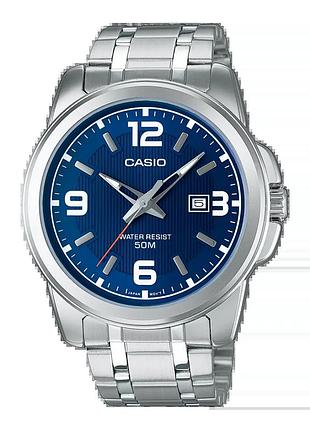 Casio mtp-1314d-2a — чоловічий кварцовий годинник, сталевий браслет, wr 50 м