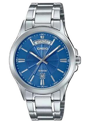 Casio mtp-1381d-2a — чоловічий кварцовий годинник, сталевий браслет, wr 50 м