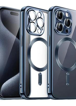 Чохол magsafe для iphone 15 пластик силікон синій (666475)
