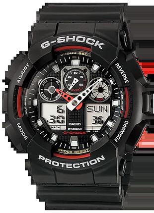 Casio g-shock ga-100-1a4 — чоловічий комбінований годинник, полімерний ремінець, wr 200 м