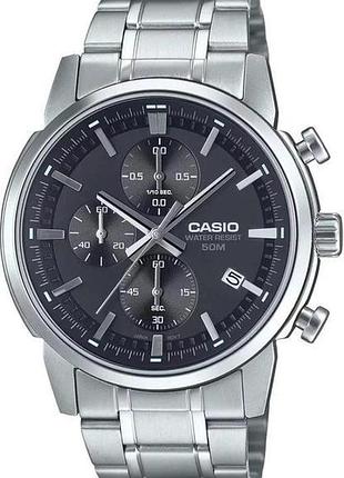 Casio mtp-e510d-1a1 — чоловічий кварцовий годинник, сталевий браслет, wr 30 м