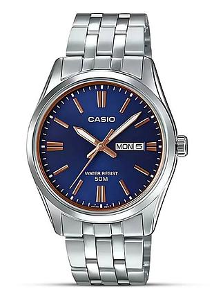 Casio mtp-1335d-2a — чоловічий кварцовий годинник, сталевий браслет, wr 50 м