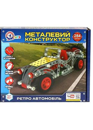 Металлический конструктор технок 284 детали ретро автомобиль цветной (672622)