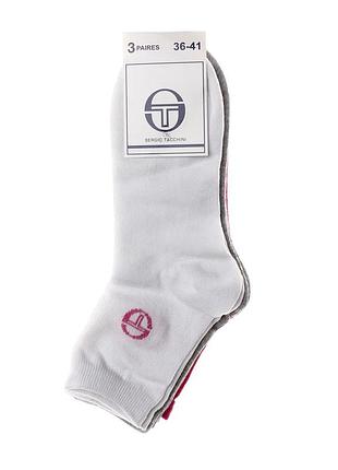Шкарпетки sergio tacchini бавовна 36-41 білий рожевий сірий 3-pack (715630)