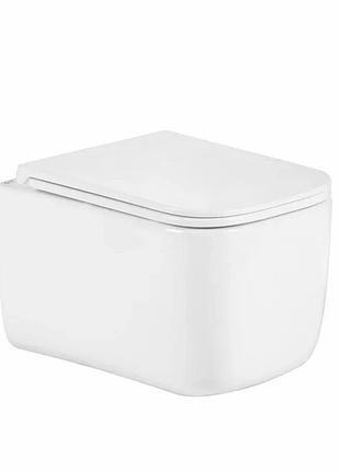 Підвісний унітаз qtap 485х340х350 мм кераміка білий з сидінням slim duroplast soft-close (692223)