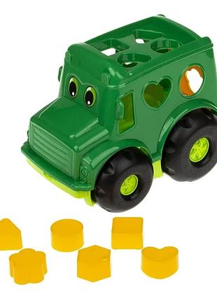 Сортер-автобус colorplast пластиковый 24х12х15 см зелёный (554845)