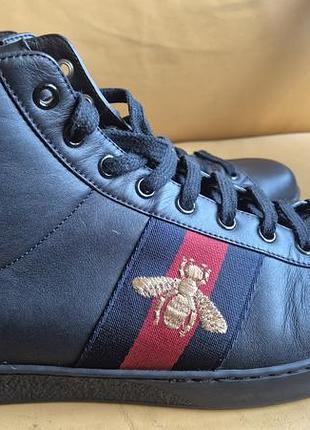 Кеды gucci ace high «bee» мужские, кожа, размер 43.5