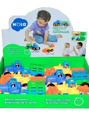 Набор инерционных машинок hola toys 6 шт трактор бульдозер разноцветный пластик 34х25х8 см (700788)