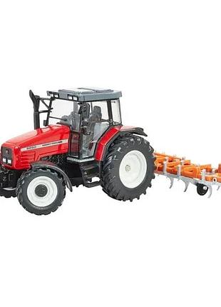 Трактор britains massey ferguson 6290 культиватор 1:32 червоний метал пластик (700817)