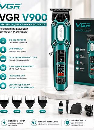 Аккумуляторная машинка для стрижки vgr v900 green с набором насадок