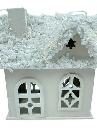 Декоративні новорічні будиночки з дерева 5х12х20 см бежевий (596062)