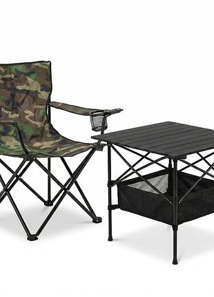 Комплект туристичний стіл prodobro 52x52x50 см оливковий алюміній + крісло lite military (816935)