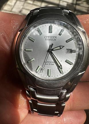 Чоловічий титановий годинник citizen titanium sapphire wr100 (оригінал)