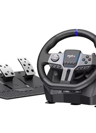 Игровой руль pxn проводной с педалями и коробкой передач черный 270°-900° (701468)