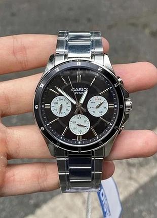 Casio mtp-1374d-1a3 — чоловічий кварцовий годинник, сталевий браслет, wr 50 м