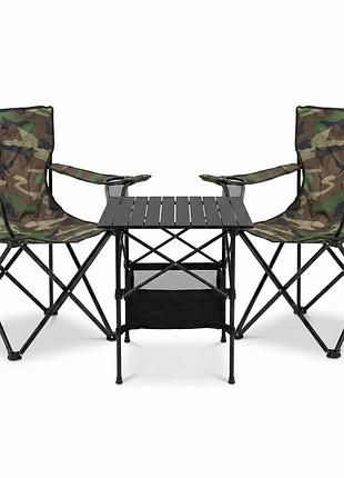 Комплект туристичних меблів стіл 52x52x50 см + 2 крісла метал lite military (817073)