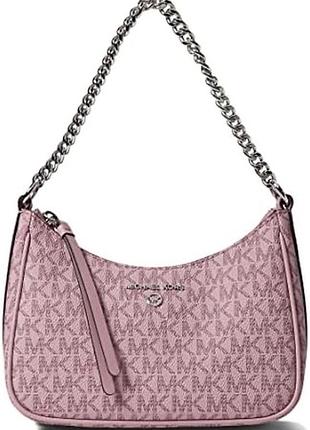 Рожева жіноча сумка на плече michael kors piper small logo shoulder bag.матеріал:шкіра
