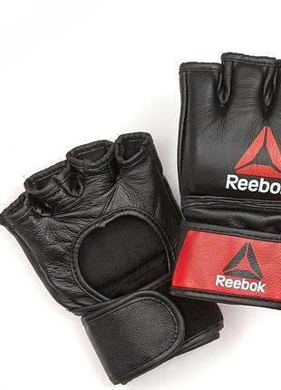 Рукавички reebok шкіряні xl чорні червоні для mma (714070)