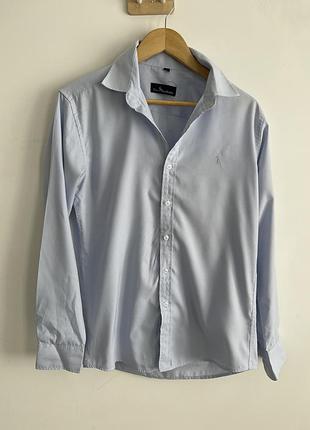 Блакитна чоловіча сорочка 100% бавовна (стиль ralph lauren) розмір m