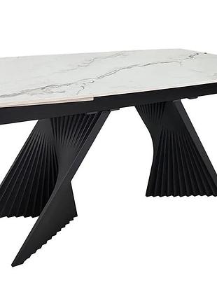 Стіл обідній розкладний edmund ceramic 160(240)x90 см кераміка білий мат/залізо чорний (813102)