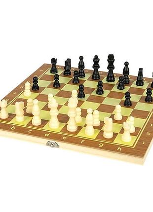 Настольная игра 3 в 1 шахматы, шашки, нарды 40х40 см дерево коричневый (815199)