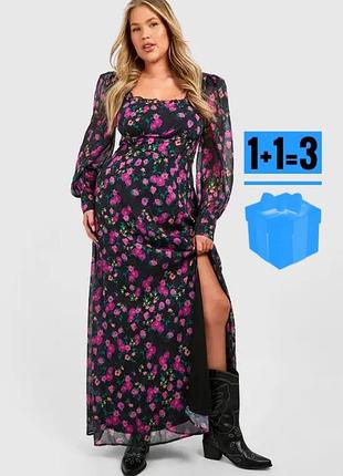 🥰 довга сукня в квітковий принт з розрізом boohoo 26