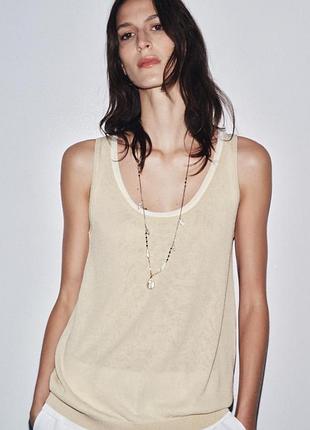 Бежева трикотажна майка з бавовни і віскози zara
🤩🤩🤩🤩🤩🤩🤩🤩🤩🤩