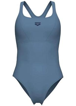 Суцільний купальник arena solid swimsuit control pro bac сірий середня посадка з м'якою чашкою (819273)