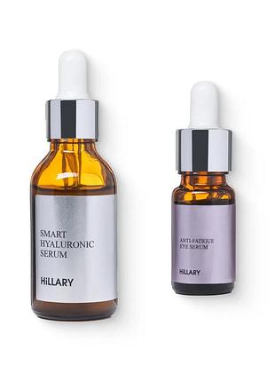 Гіалуронова сироватка hillary smart hyaluronic, 30 мл + відновлююча сироватка навколо очей hillary anti-fatigu (652121)