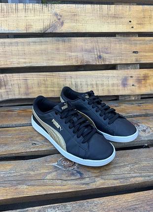 Жіночі кросівки puma , puma black gold sneakers , чорні золоті 39 р