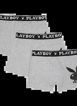 Трусы-боксеры playboy annya серые хлопковые xl 3 шт (819446)