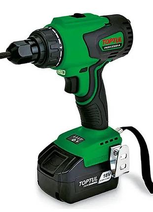 Электрический заклепочник toptul kpn-008me 13500 нм 18 в аккумуляторный для резьбовых заклепок m5 m6 m8 1,3 кг (623938)