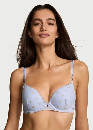 Victoria’s secret sexy tee sheer heritage shimmer dot push-up bra бюстгальтер пуш-ап soft iris размер 36c или 80с