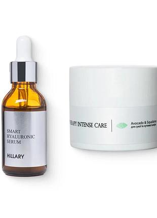 Гіалуронова сироватка smart hyaluronic + крем для сухої та чутливої шкіри avocado & squalane (652180)