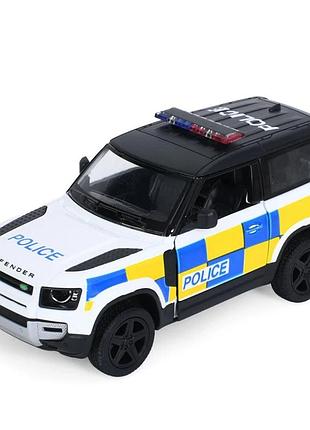 Инерционная машинка джип kinsmart land rover defender 90 1:36 металл+пластик 12 см полиция (815234)