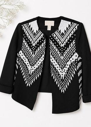 Стильний жакет h&m з етнічною вишивкою та перлинами | eur 38 (m)