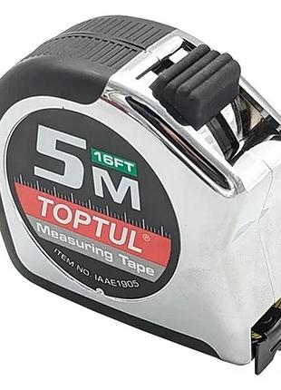 Рулетка механическая toptul 5м x 19мм пластиковая жёлтая (624230)