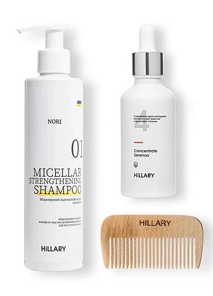Сыворотка для волос concentrate serenoa шампунь nori micellar для всех типов волос и деревянный гребень для восстановления и