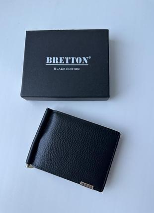 Новий шкіряний затискач для грошей bretton black edition !