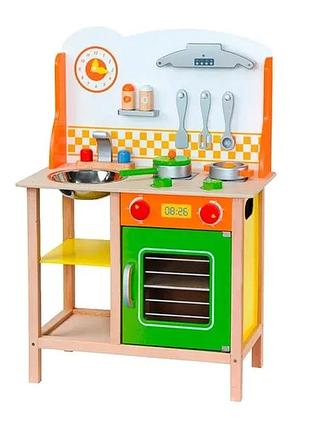 Дитяча кухня viga toys дерево 60х38х13 см різнокольорова (700900)